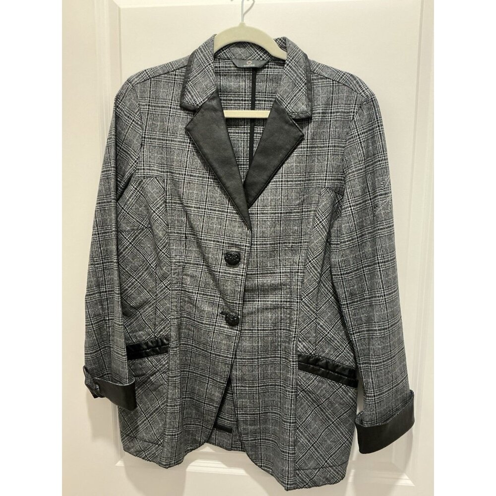 Dismero Blazer Size 10 Women’s Black White Plaid Made In Italy L/S